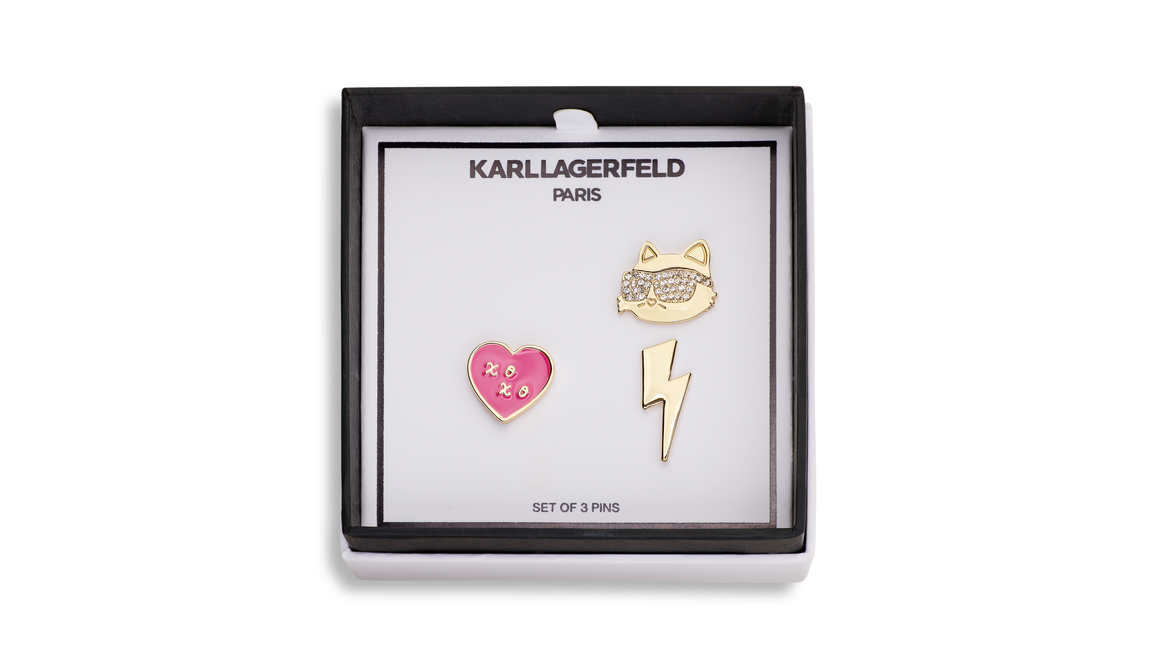 Karl Lagerfeld Paris Crystal Gold-Tone Choupette Trio Pin Set