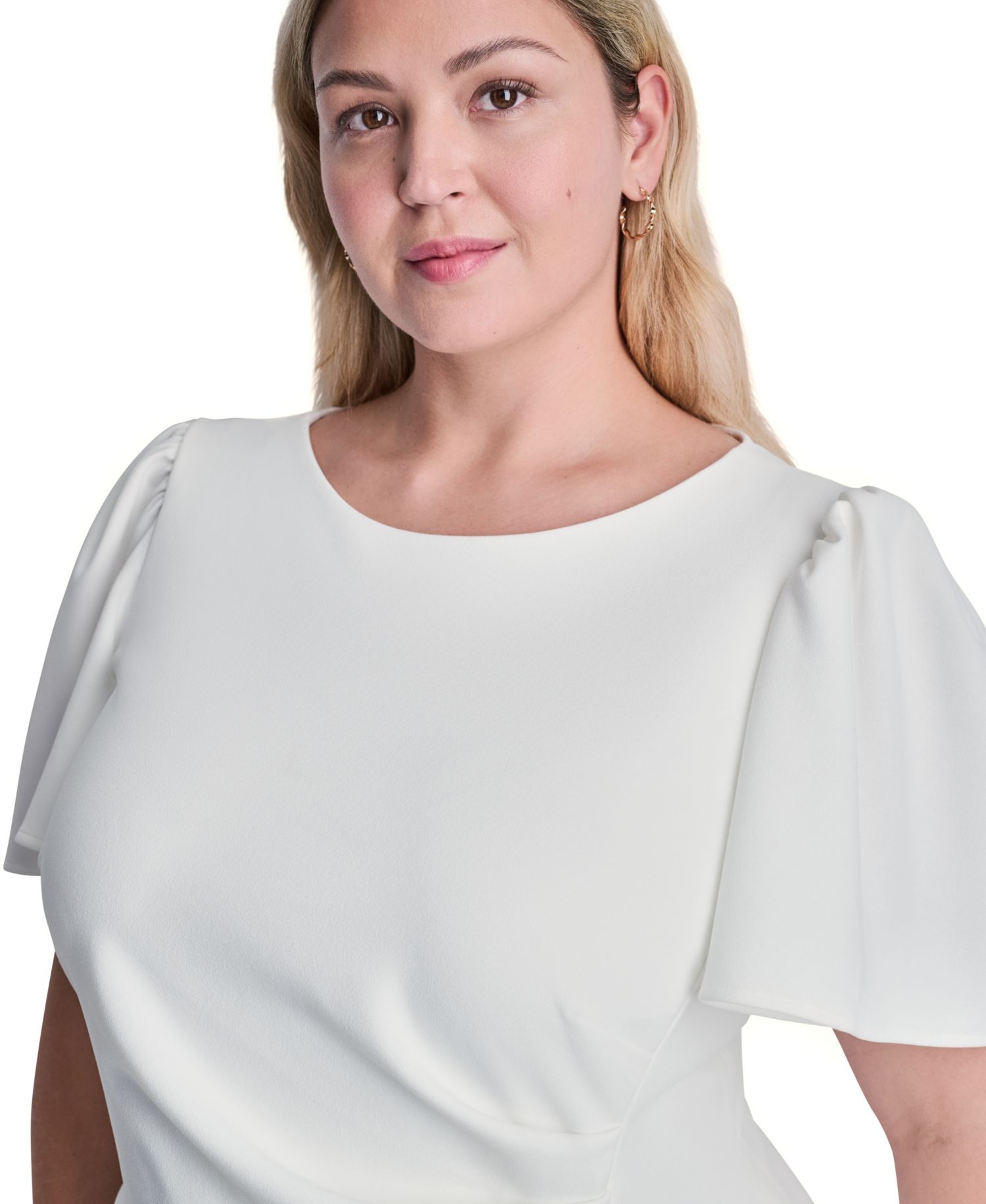 Plus Size Flutter Ruched Sheath Dress