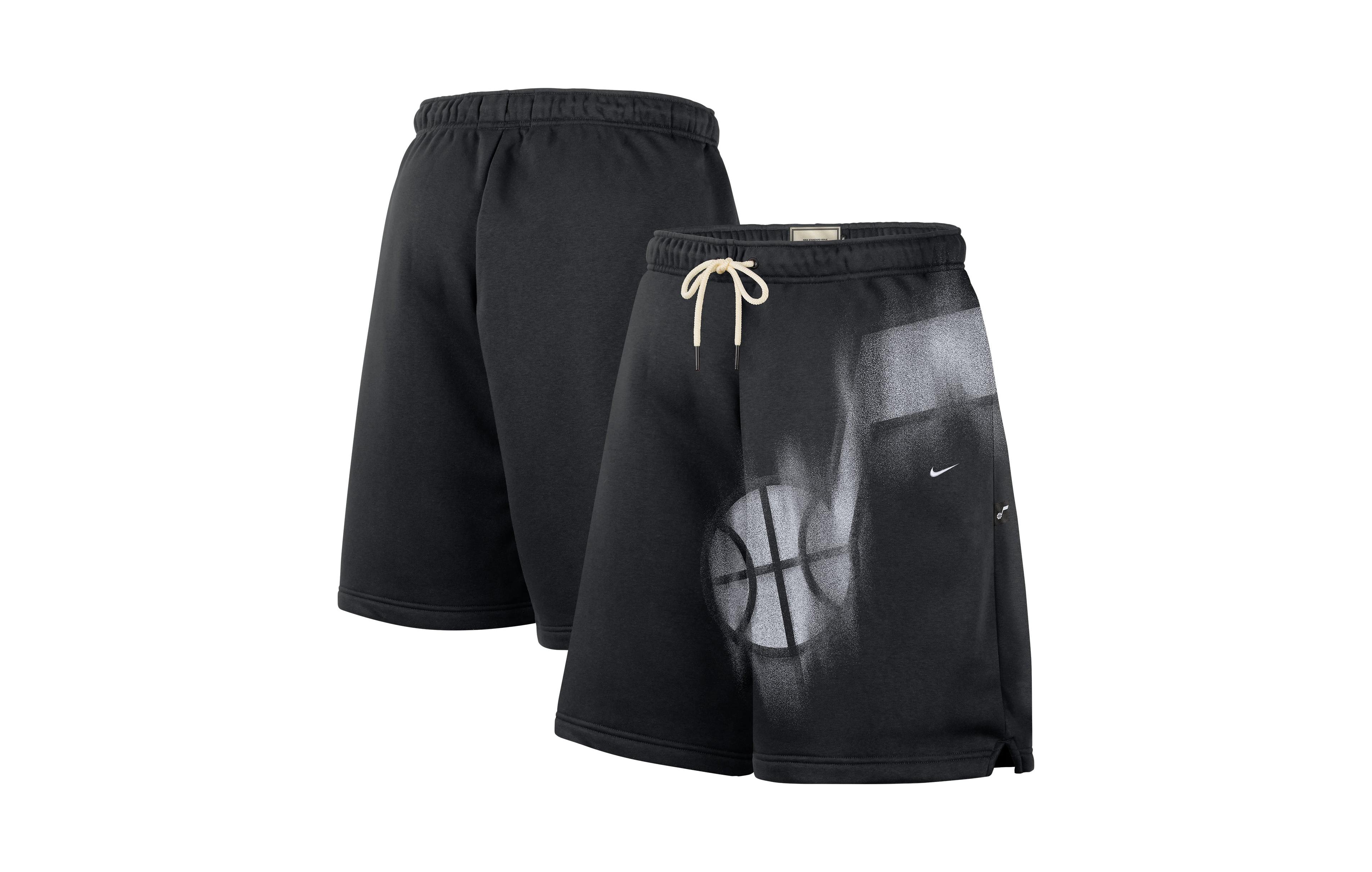 Nike Men's Black/ White Utah Jazz Icon Practice Fleece Shorts