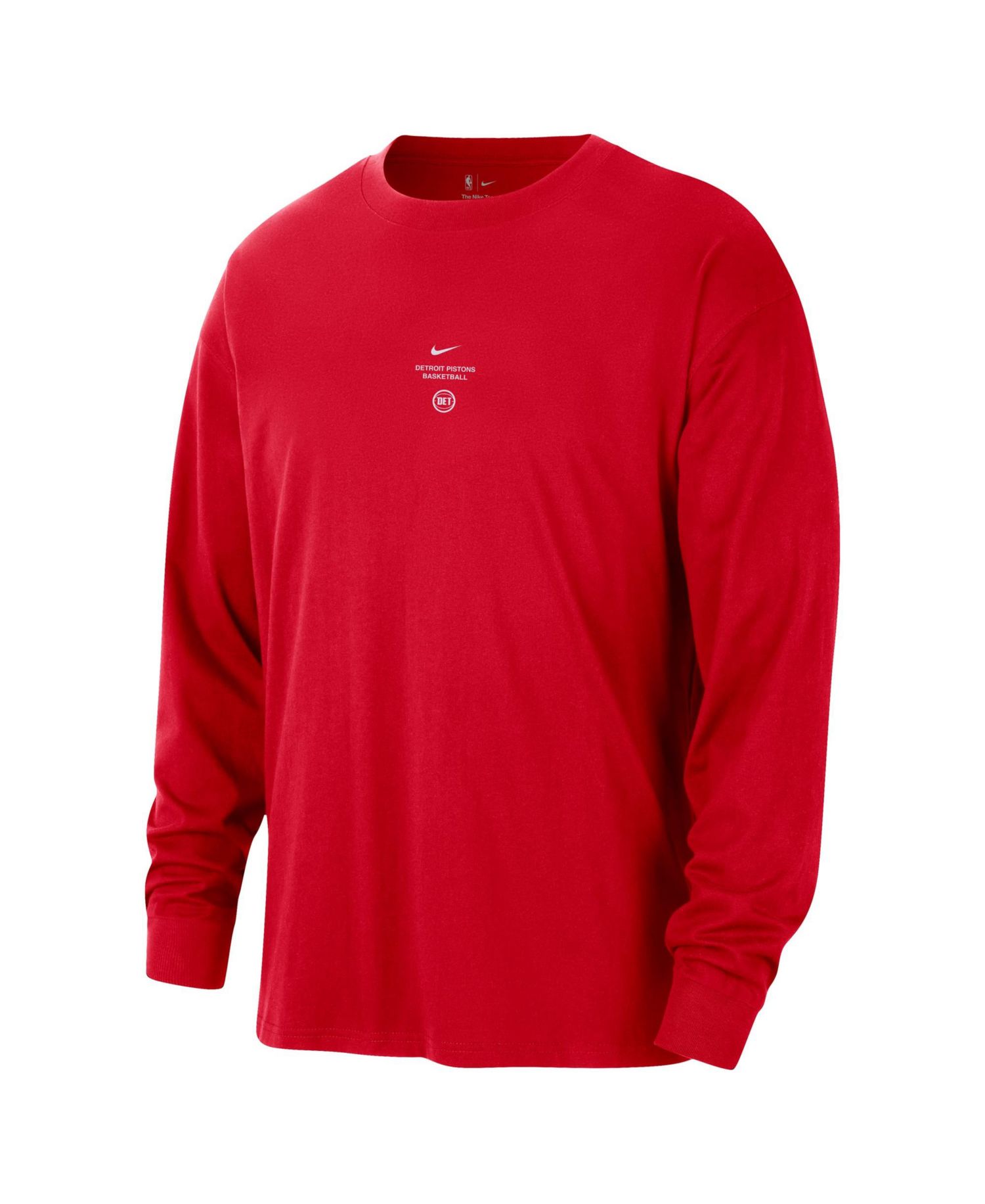 Men's Red Detroit Pistons 2026 Standard Issue Pre-Game Performance Long Sleeve T-Shirt