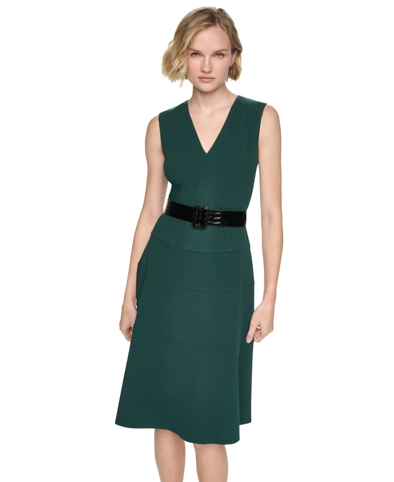 Petite Sleeveless V-Neck A-Line Dress