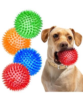 Squeaky Spiky Dog Balls 6 Pack Durable Teeth Cleaning Pet Toy