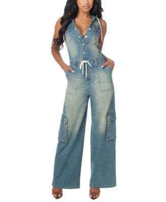 Women's Cargo Wide-Leg Sleeveless Jumpsuit