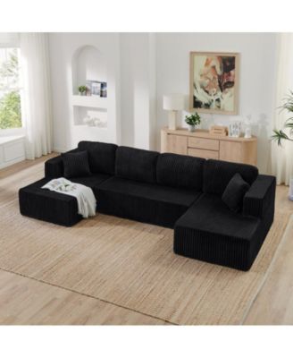U Shape Modular Sectional Sofa,Compressed Sleeper Couch, Soft Terry Cloth Corduroy Sofa, Multi-Shapeable for Living Room Bedroom Apartment