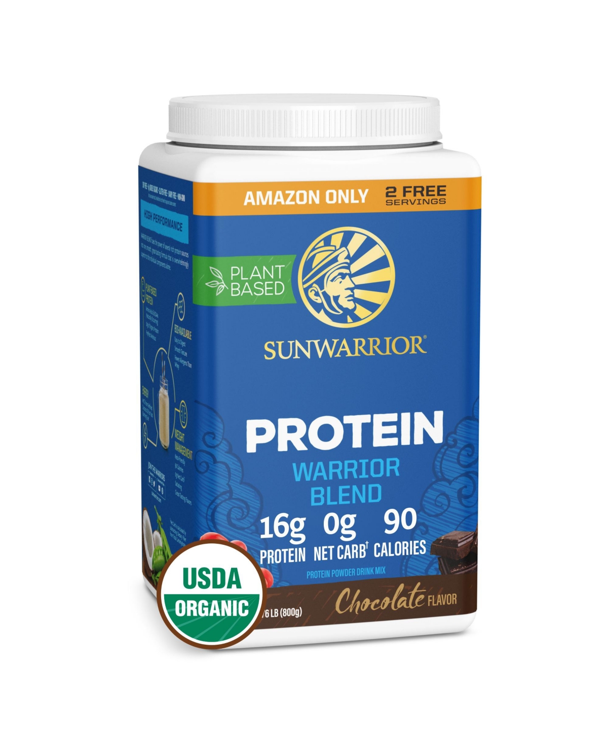Sunwarrior Warrior Blend Protein Powder, Chocolate Flavor, 32 Servings