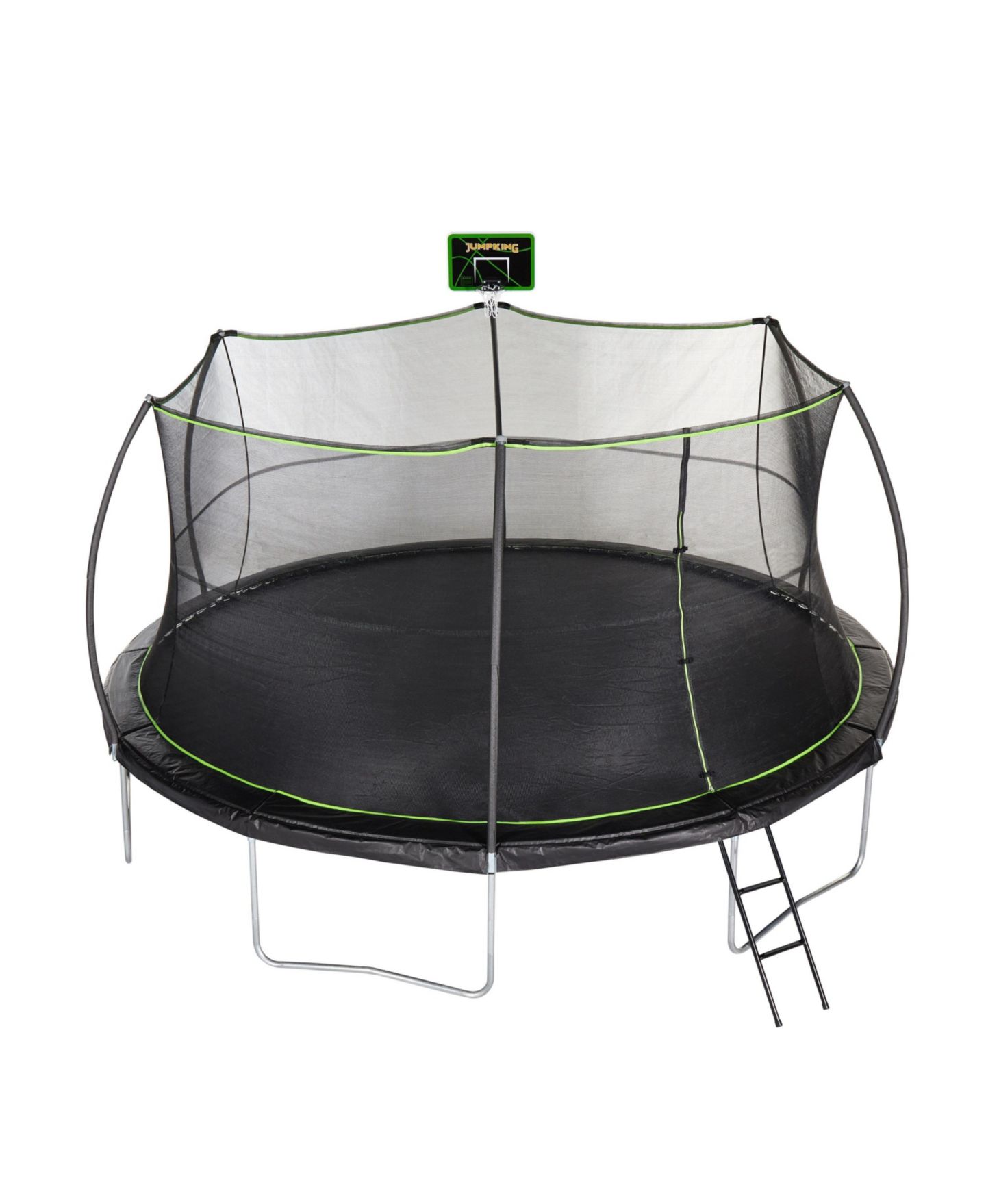 Детская игрушка JumpKing 15ft Heavy-Duty Trampoline with Basketball Hoop and Safety Enclosure, 800 lb Static Weight Capacity, Ages 6+, цвет: Чёрный / Лаймовый зелёный — фото 8