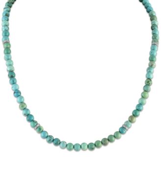 Turquoise Beaded Chain Necklace in Sterling Silver