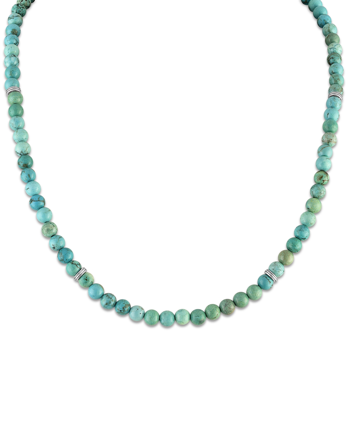 Esquire Men's Jewelry Turquoise Beaded Chain Necklace in Sterling Silver