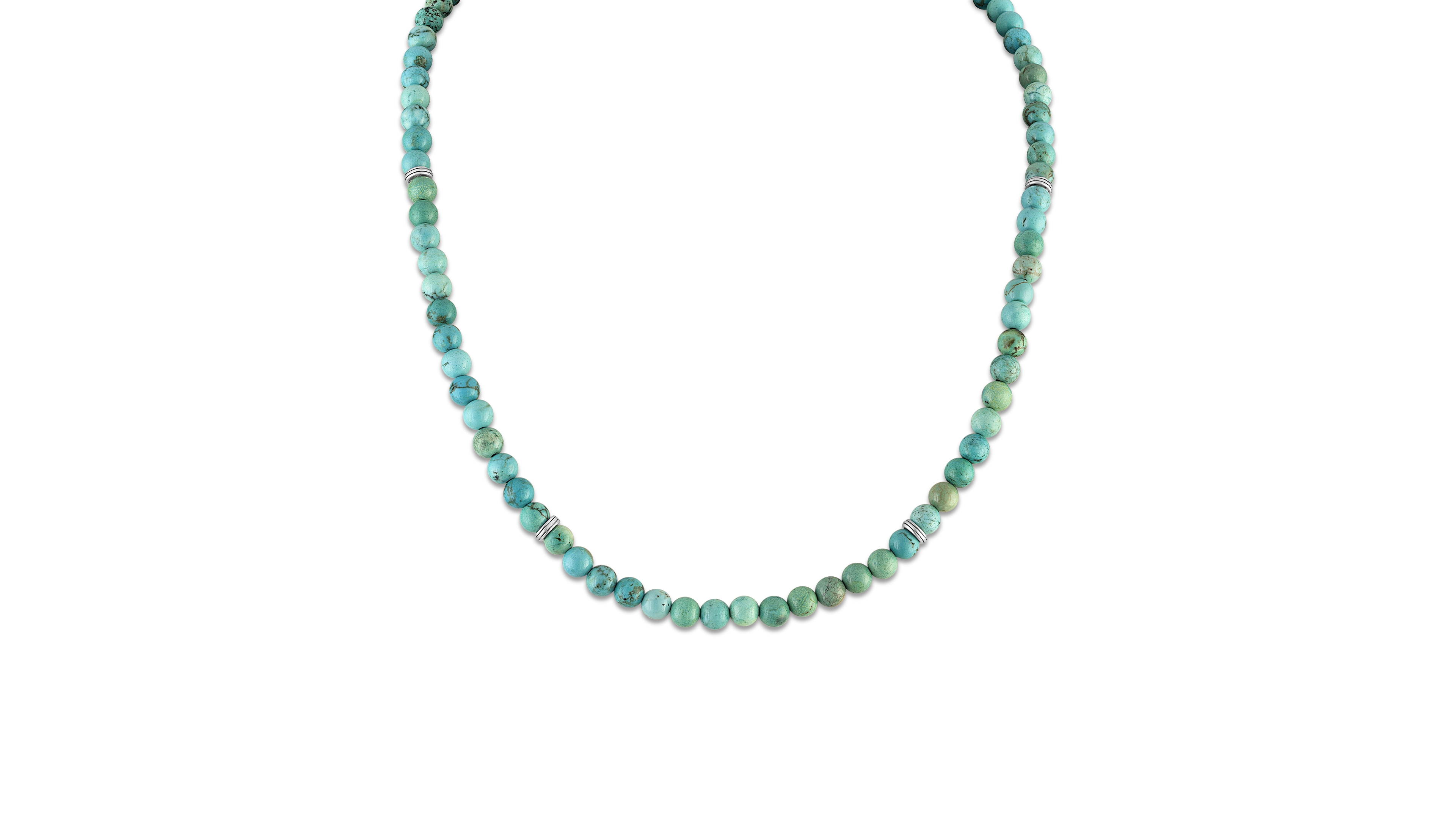 Esquire Men's Jewelry Turquoise Beaded Chain Necklace in Sterling Silver