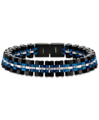 Silver-Tone Stainless Steel Hexagon Links Bracelet