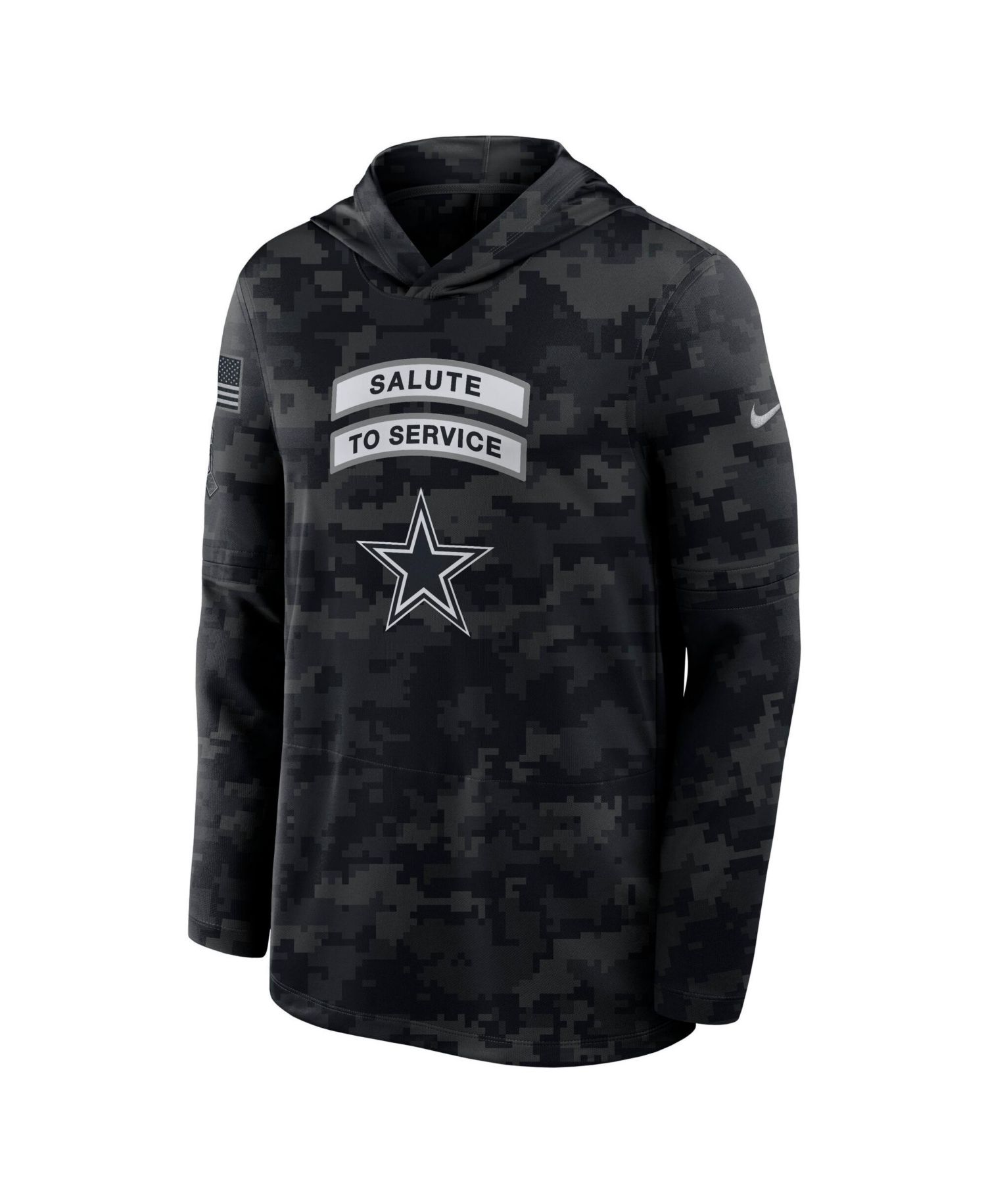 Men's Black Dallas Cowboys 2026 Salute to Service Sideline Lightweight Hooded Pullover