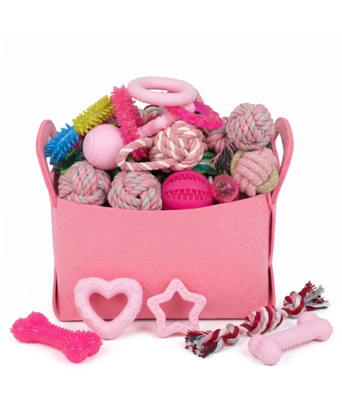 Magicorange Christmas Dogs 15 Pack Interactive Tough Chew Rope Toy Set Holiday Gifts - Pink