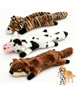 3 Pack No Stuffing Squeaky Dog Toys Animal Designs For Small Medium Breeds