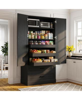 71" Farmhouse Kitchen Pantry Cabinet  with Adjustable Shelves