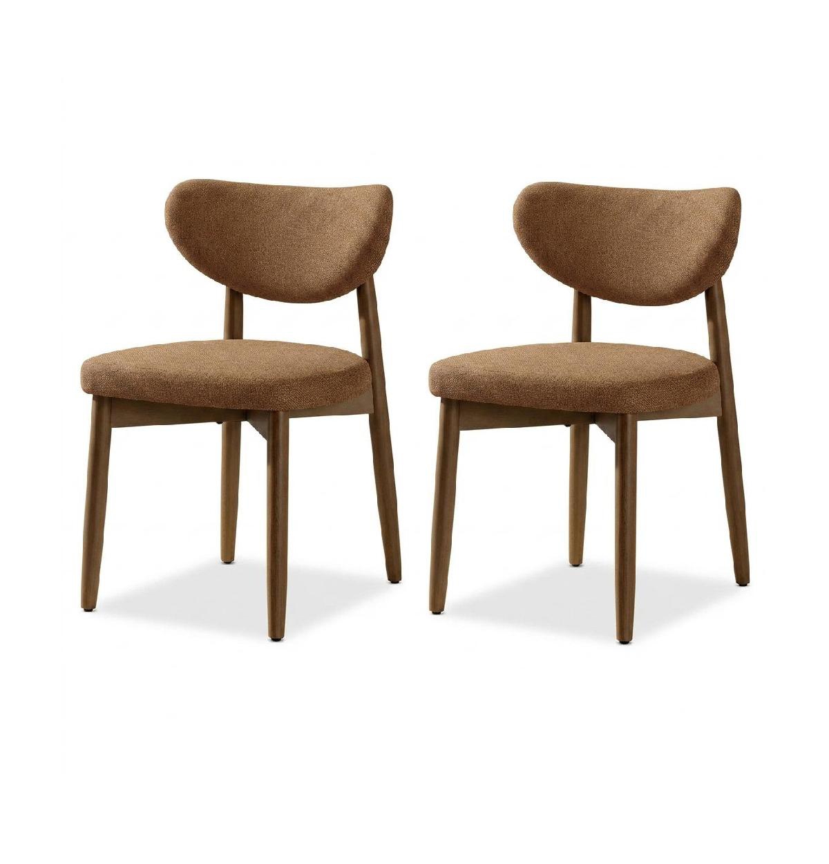 Slickblue 2 Piece Wooden Dining Chair Set for Kitchen and Dining Room - Brown