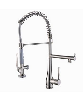 Single Handle High Arc Pull-Down Kitchen Faucet, Stainless Steel with Dual Spray Modes, 360degree