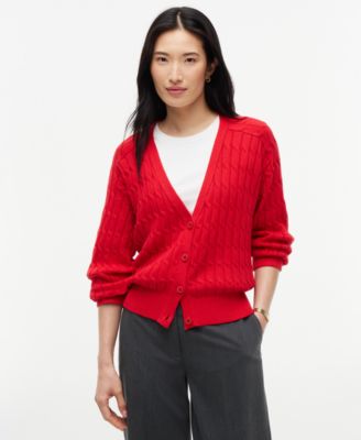 Women's Oversized Cable-Knit V-Neck Cardigan
