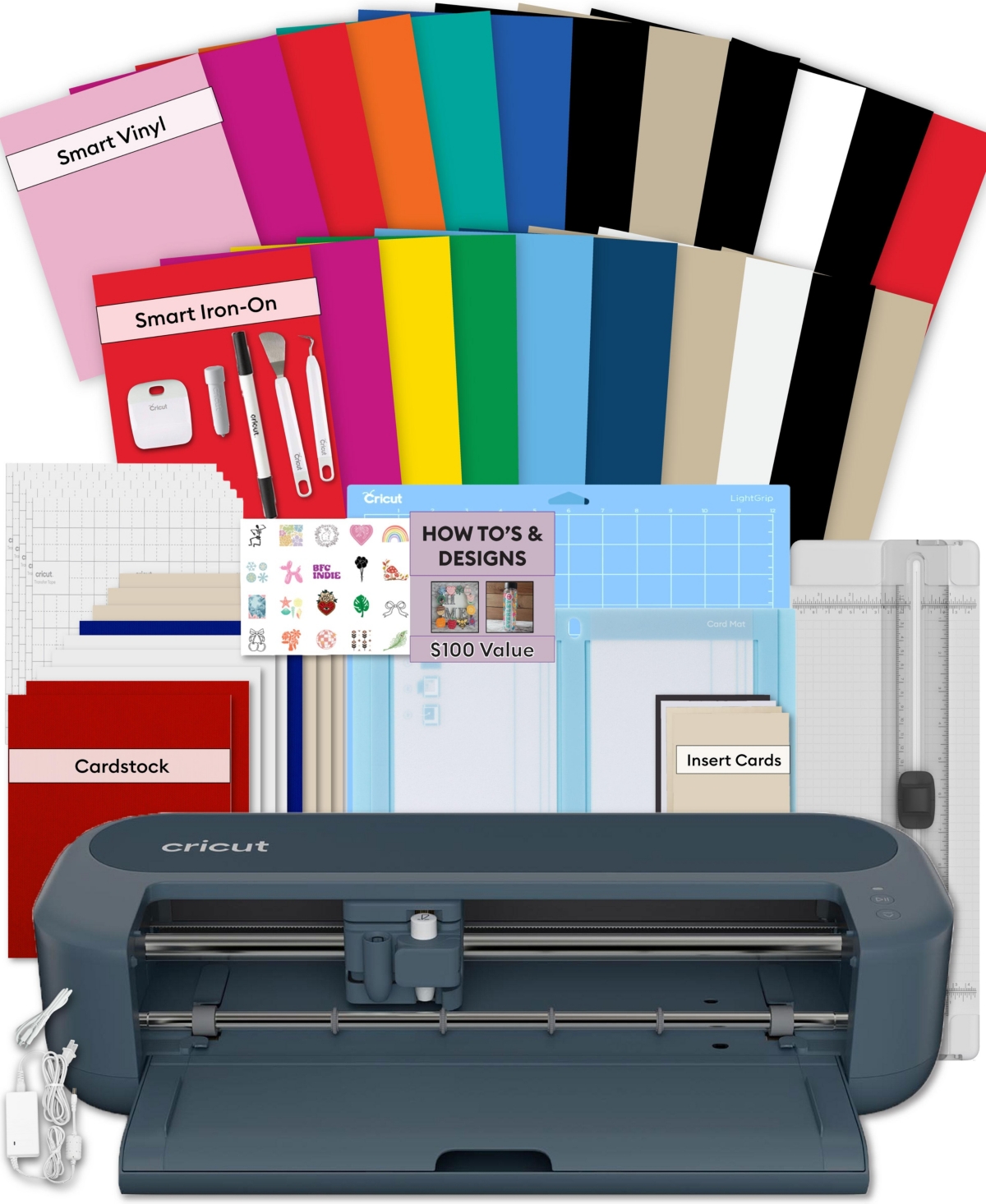 Cricut Maker 5 Machine Multicolor Vinyl and Iron-On Bundle for Decals and Shirts