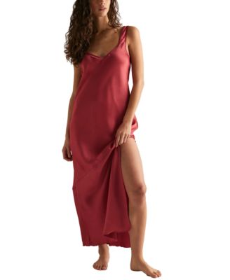 Women's Simply the Best Satin V-Neck Low-Back Maxi Slip Dress