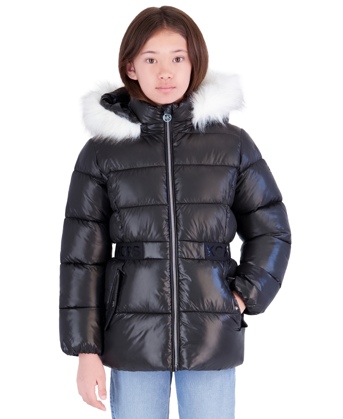 Michael Kors Girls' 7-16 Hooded Heavy-Weight Puffer Jacket