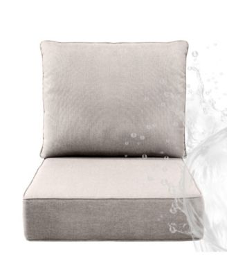 6" Thick 24 x 24 in Outdoor Chair Cushions Set, Waterproof Fade-Resistant Deep Seat Cushions, Seat and Backrest