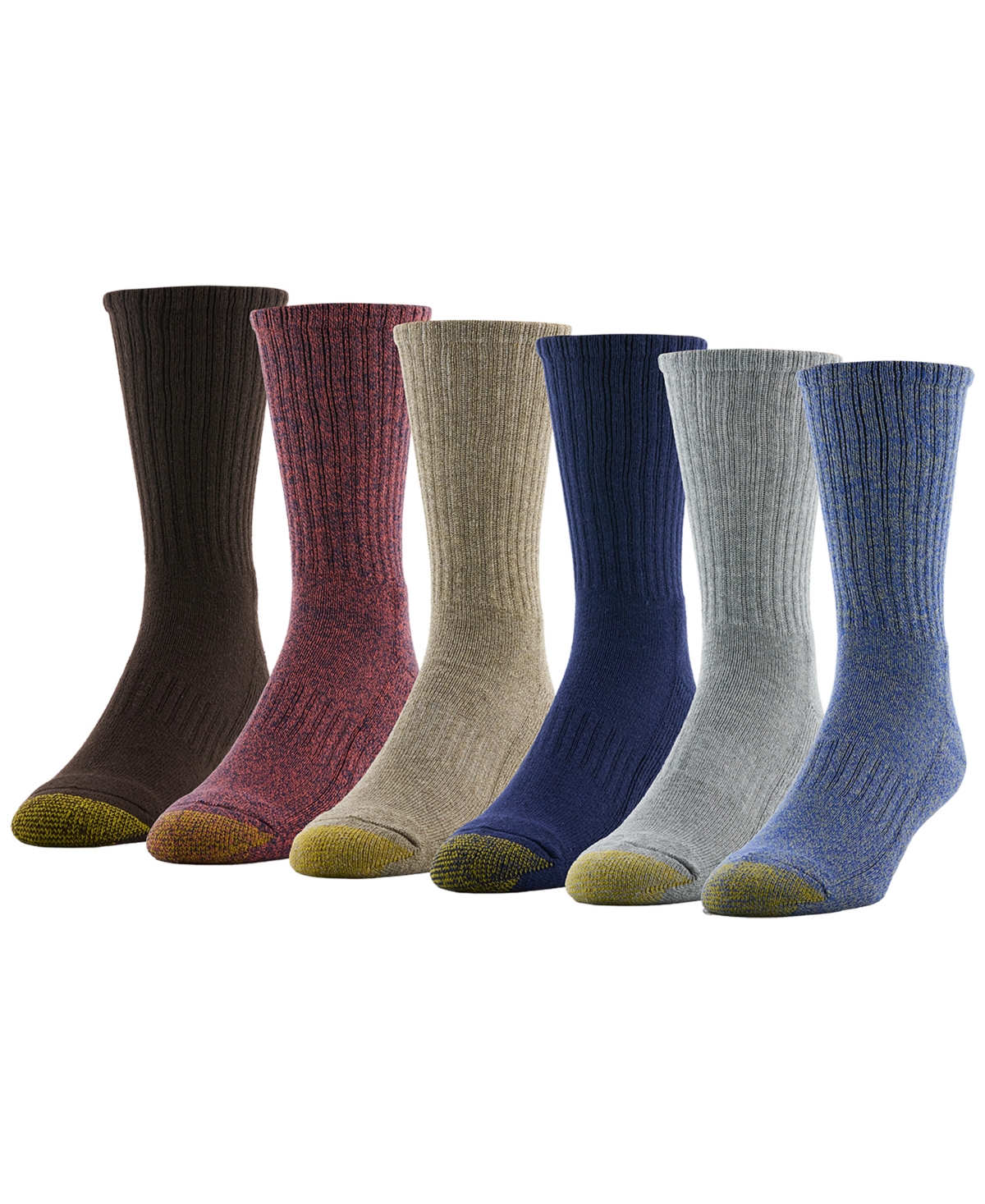 Gold Toe Men's 6-Pack Kensington Reinforced Toe Short Crew Socks - Marbled navy, grey, peacoat, ceramic, ta