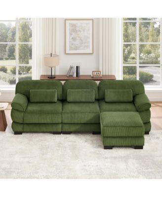 L-Shaped Modular Sectional Sofa, 3-Seater Sofa with Ottoman, Comfy Thick Breathable  Seat Cushions,for Living Room Bedroom Apartment