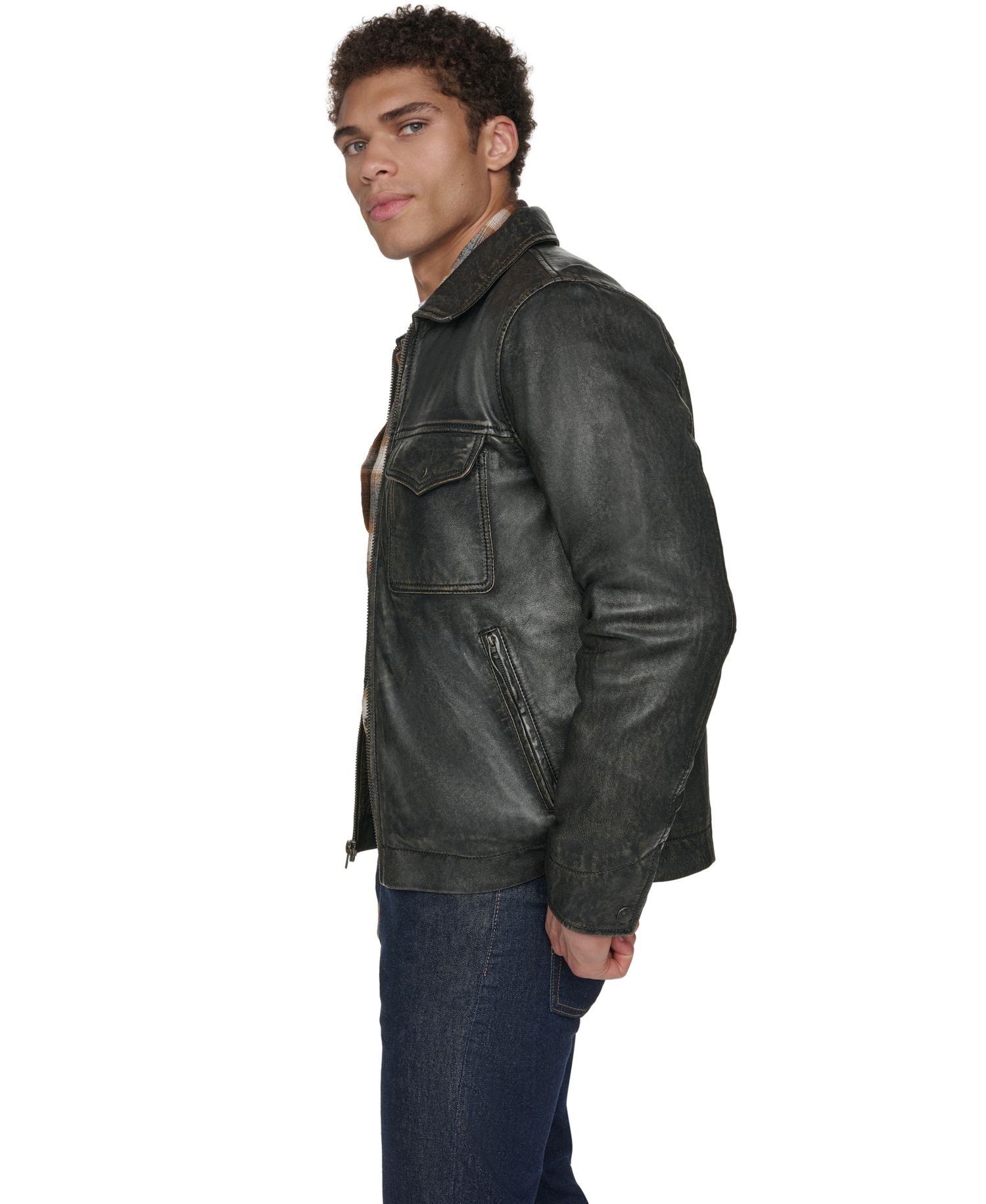 Men's Genuine Leather Trucker Jacket