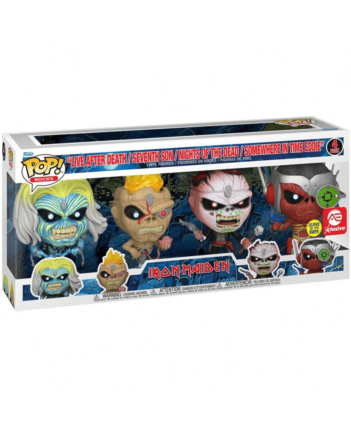 Funko Pop! Iron Maiden Eddie Glow-in-the-Dark 4-Pack Vinyl Figures, Ages 3+