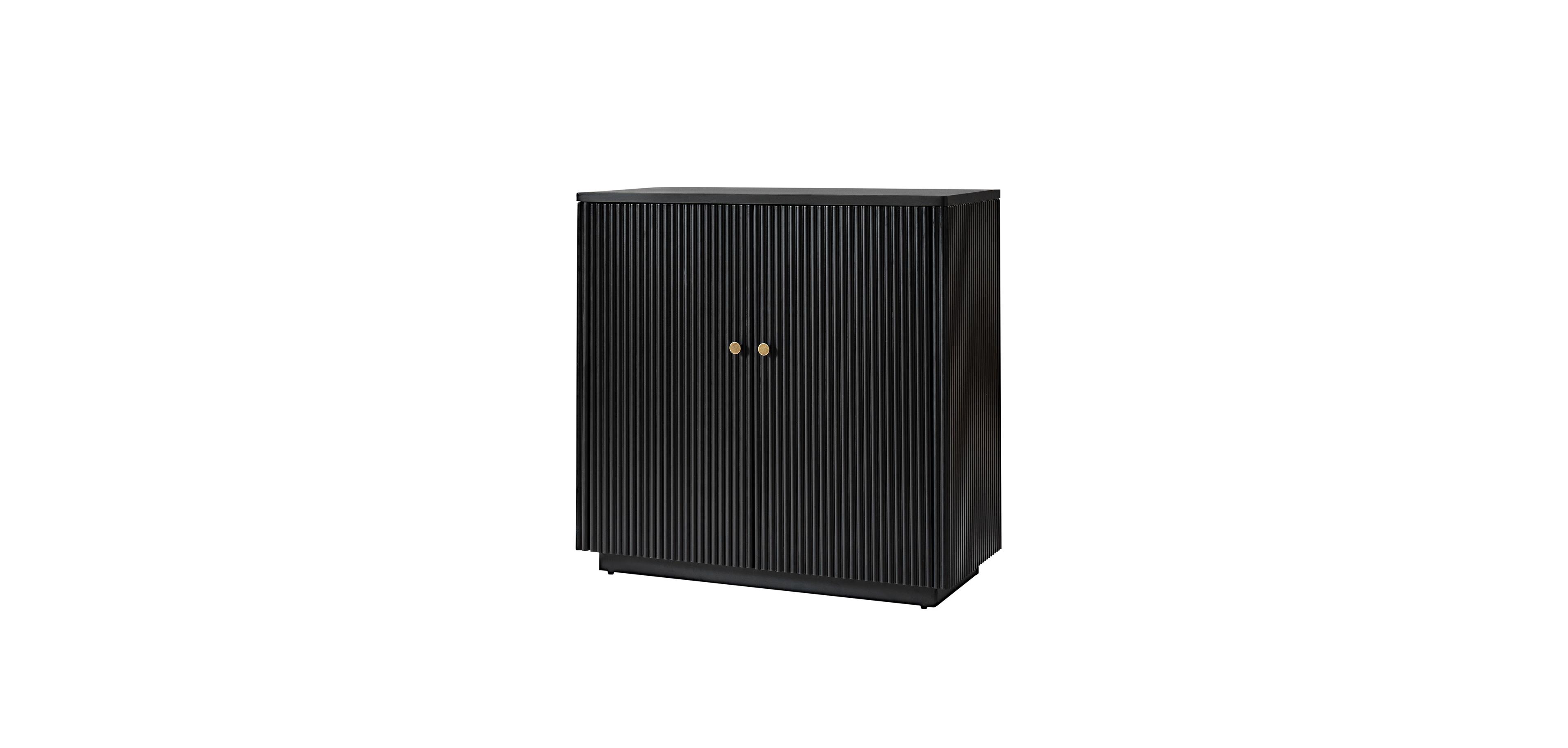 Hulala Home Martha Modern 32.6 Inch With 2 Door Solid Wood Fluted Accent Cabinet