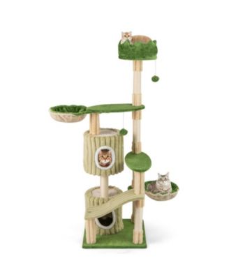 63 Inch Multi-Level Cat Tower with 2 Condos 2 Hammocks and Padded Top Perch