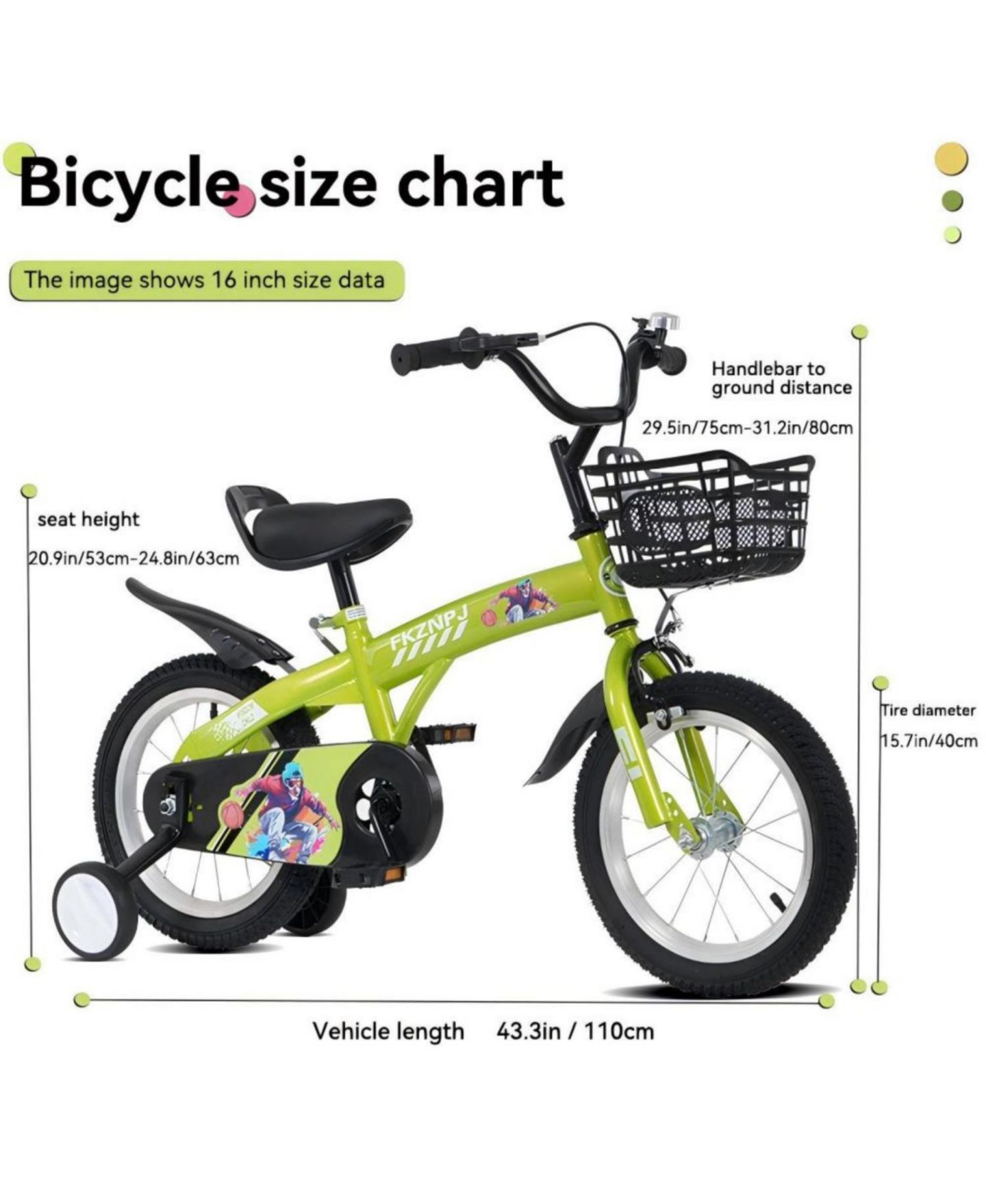 Детская игрушка ECHTPeak 16 Inch Sporty Steel Kids Bike with Adjustable Saddle, 4–7 лет, цвет: Зелёный — фото 3