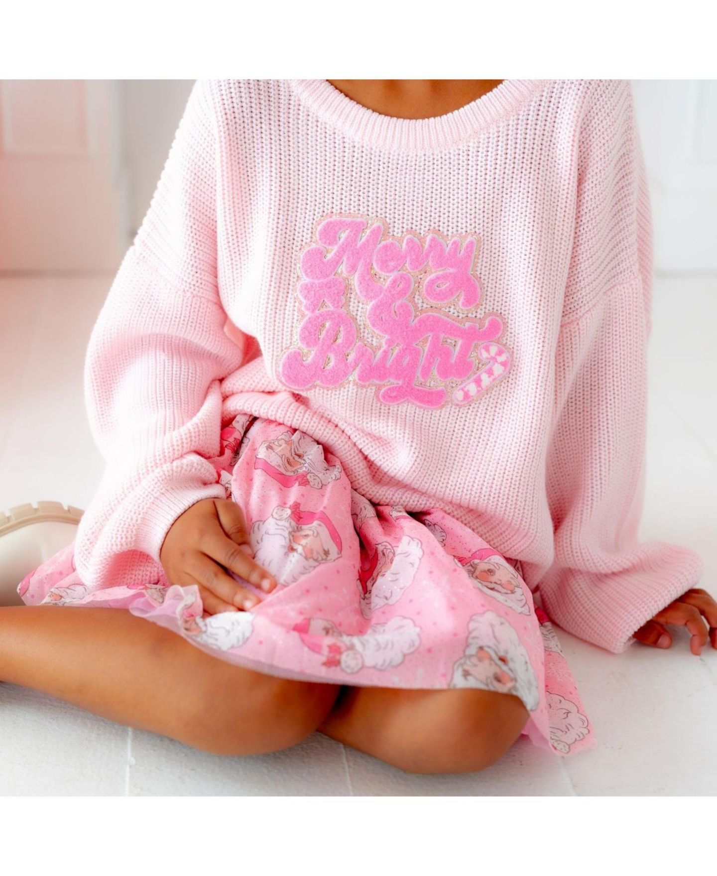Свитер Sweet Wink Merry and Bright Patch Crewneck Long-Sleeve для девочек, цвет: Светлый розовый — фото 3