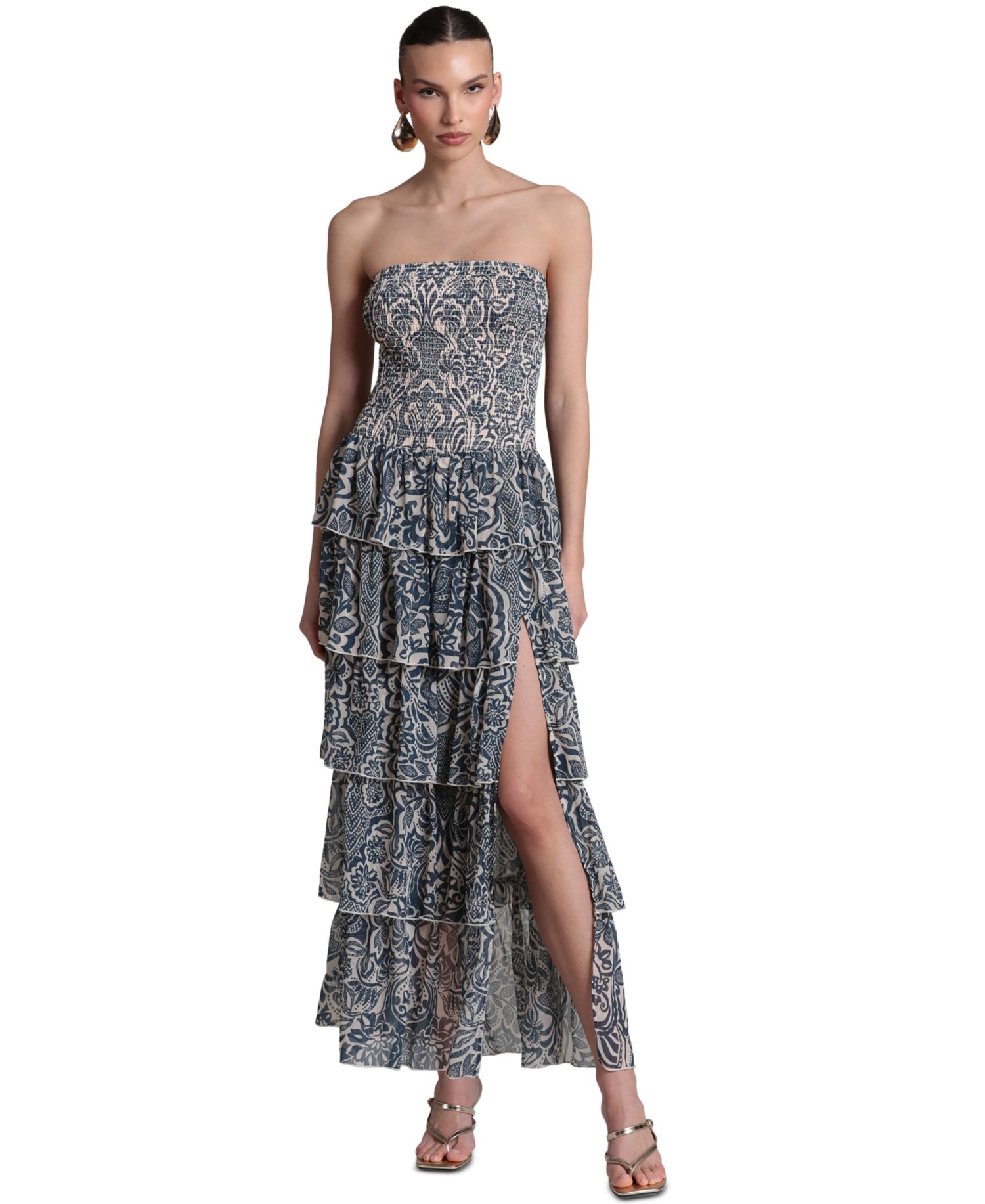 Women's Smocked-Bodice Strapless Maxi Dress