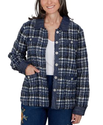 Petite Plaid Tweed Shirt Jacket