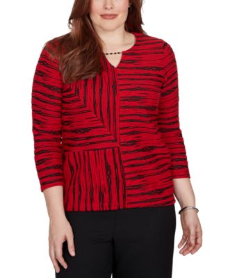 Petite Keyhole Neck 3/4-Sleeve Blouse