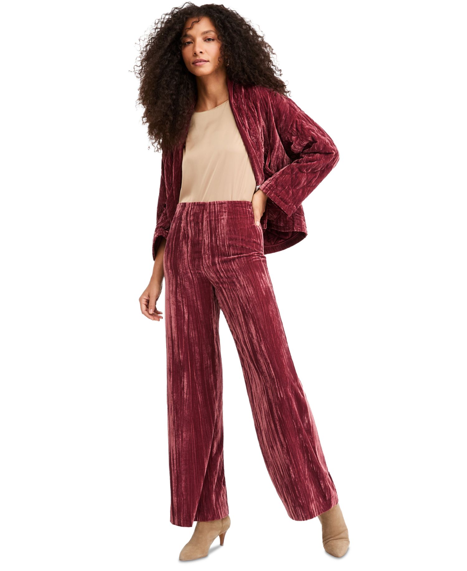 Women's Emmcrisma Crackle Velvet Wide-Leg Pants