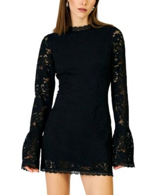 Women's Irina Long-Sleeve Lace High-Neck Mini Dress