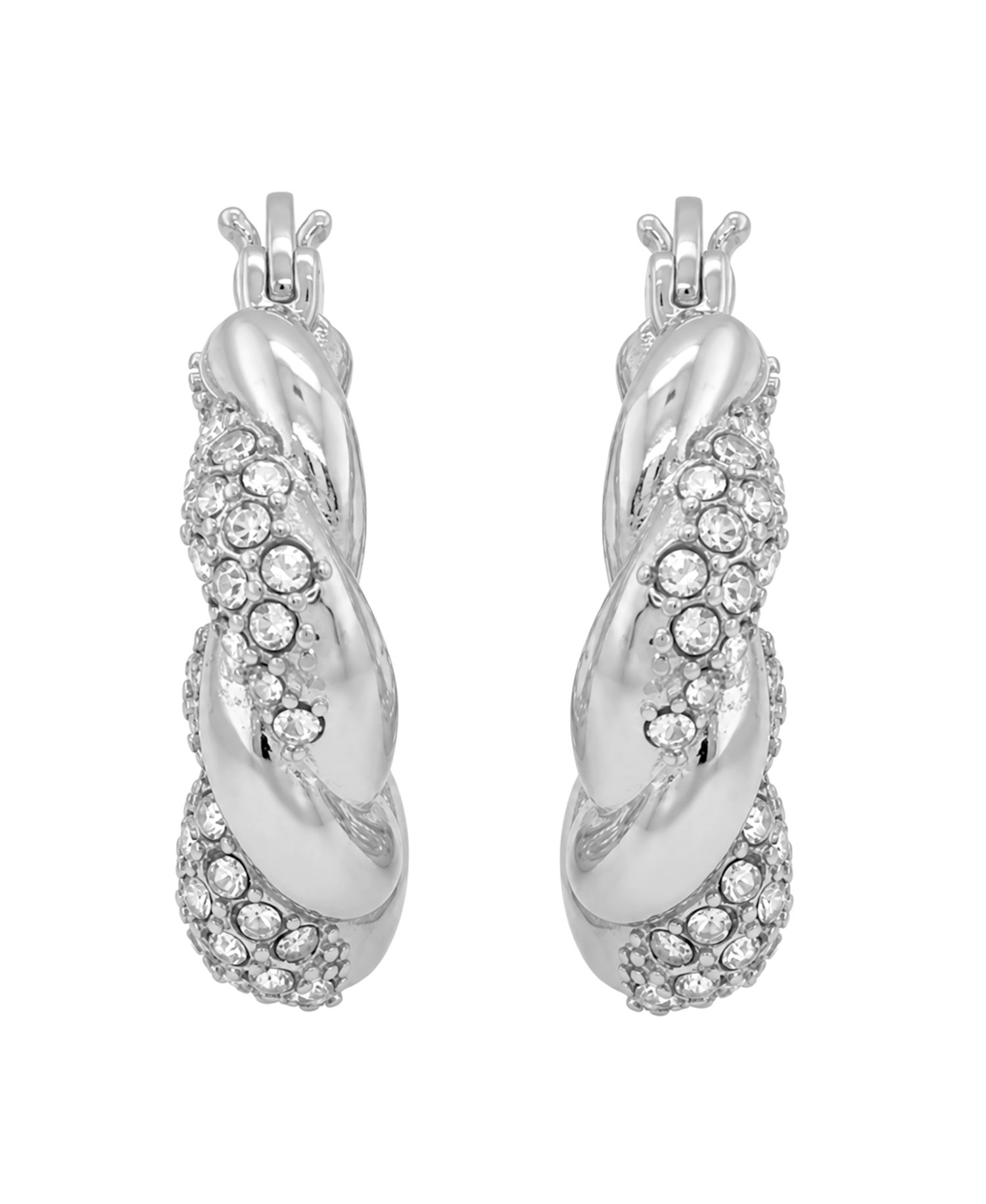 Women's Crystal Twist Puff Hoop Earring