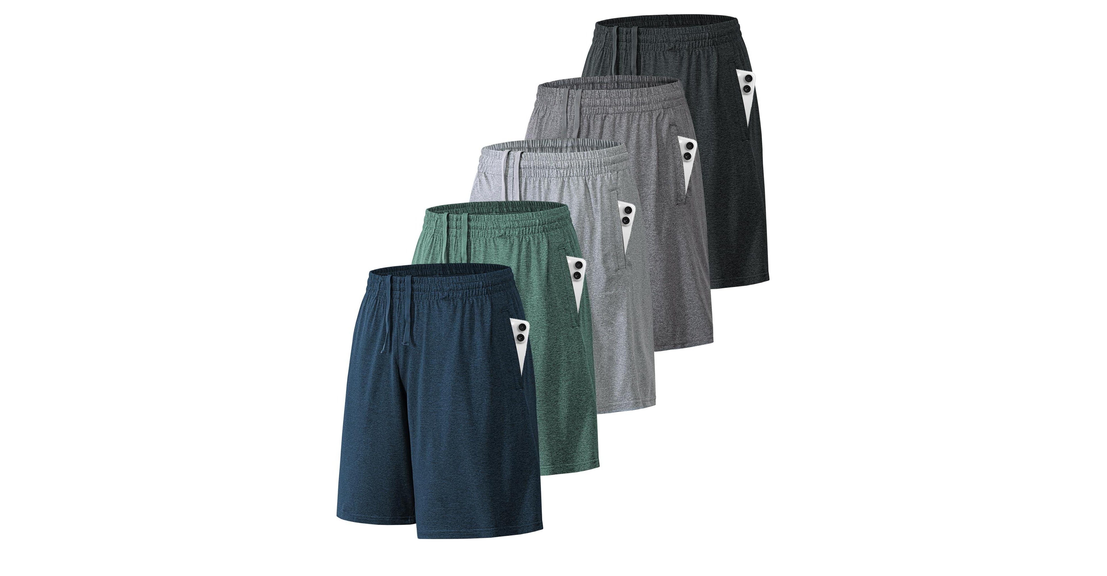 Gnuadz 5 Pack Mens Quick Dry Athletic Workout Shorts With Pockets Fitness Training