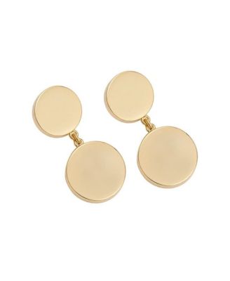 Women's Gold-Tone Minimalist Double Disc Drop Earrings