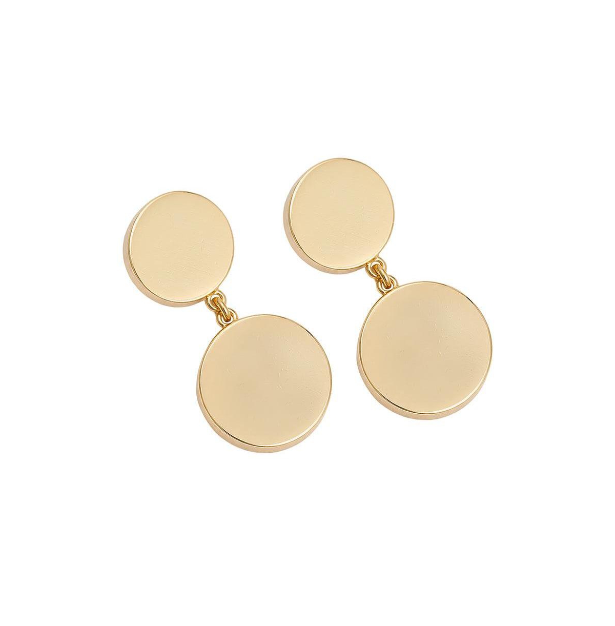 Sohi Women's Gold-Tone Minimalist Double Disc Drop Earrings
