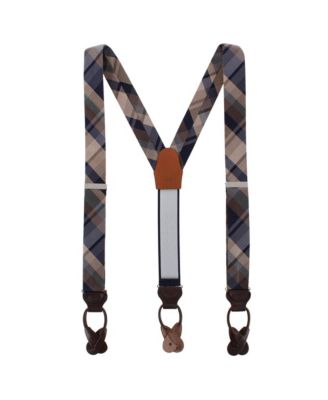 Rolando Plaid Y-Back Button-End Suspenders