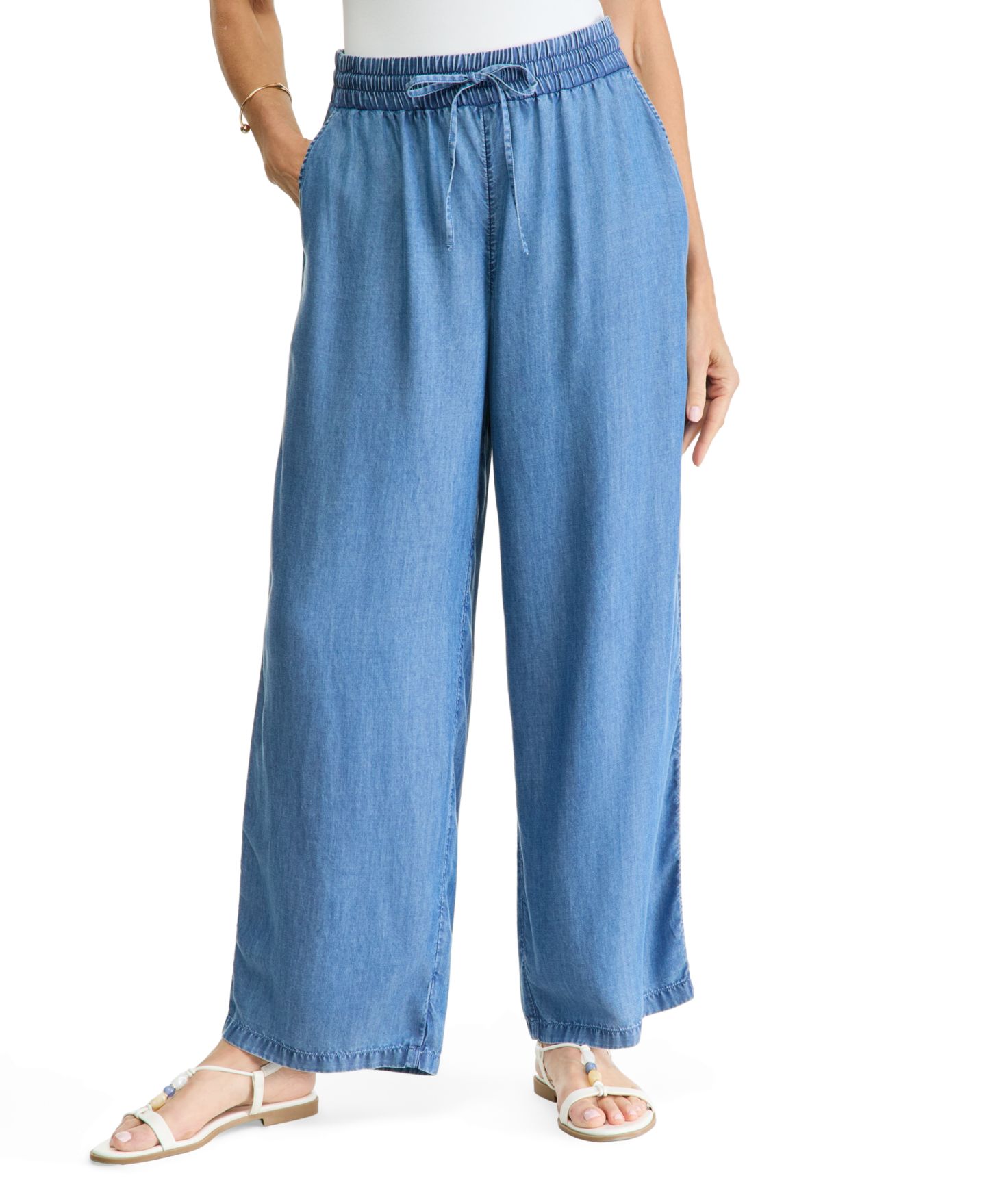 Женские брюки Style & Co Chambray Pull On Wide-Leg, цвет: Варёный — фото 3