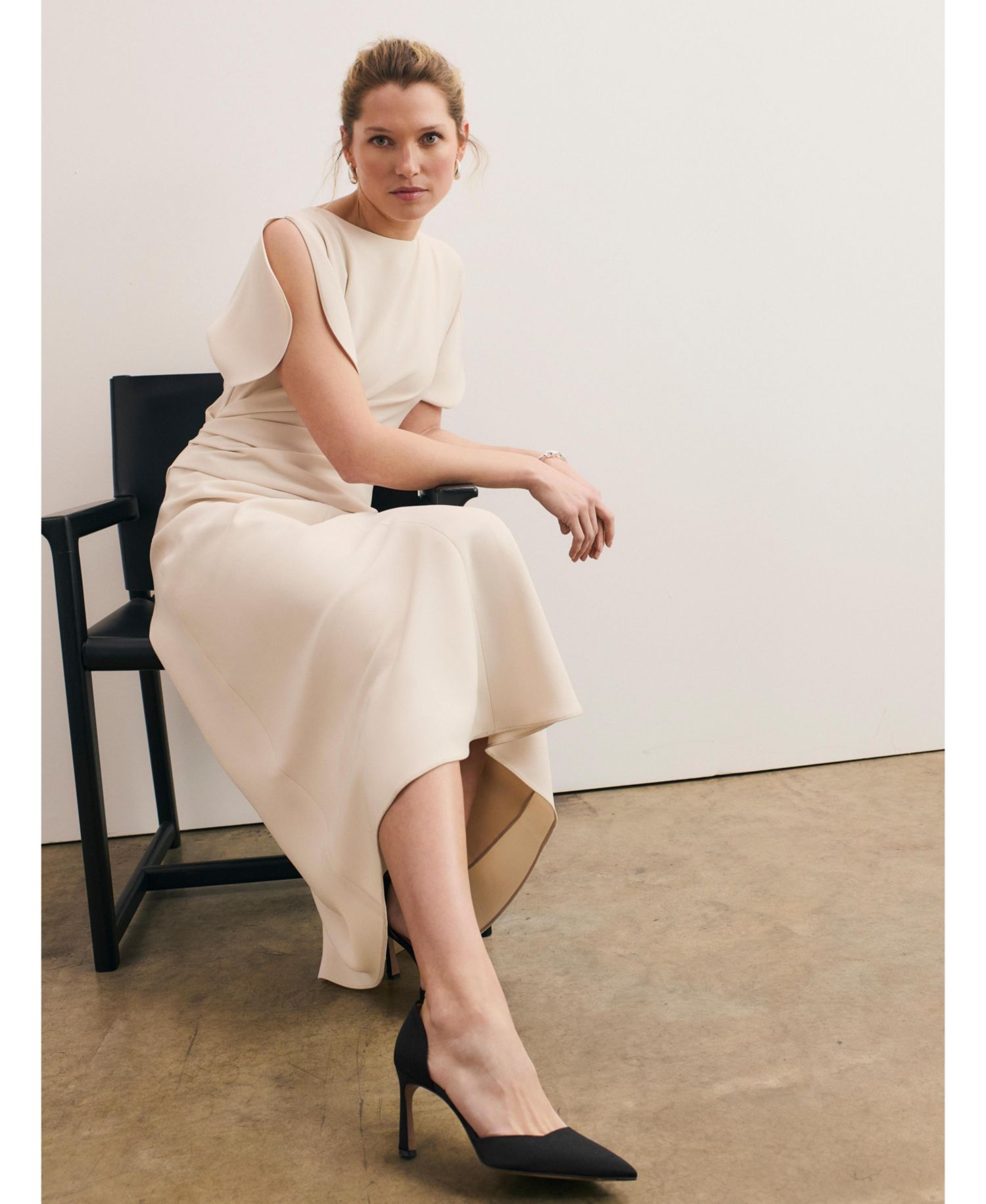 Women's Salerno Boat-Neck Short-Sleeve A-Line Midi Dress