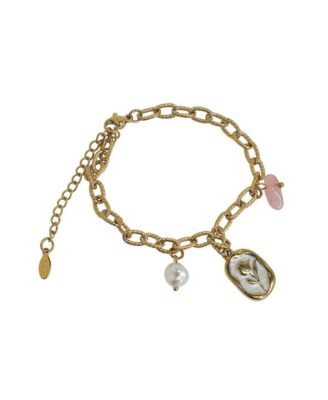 Women's Adjustable Faux Pearl Charm Bracelet