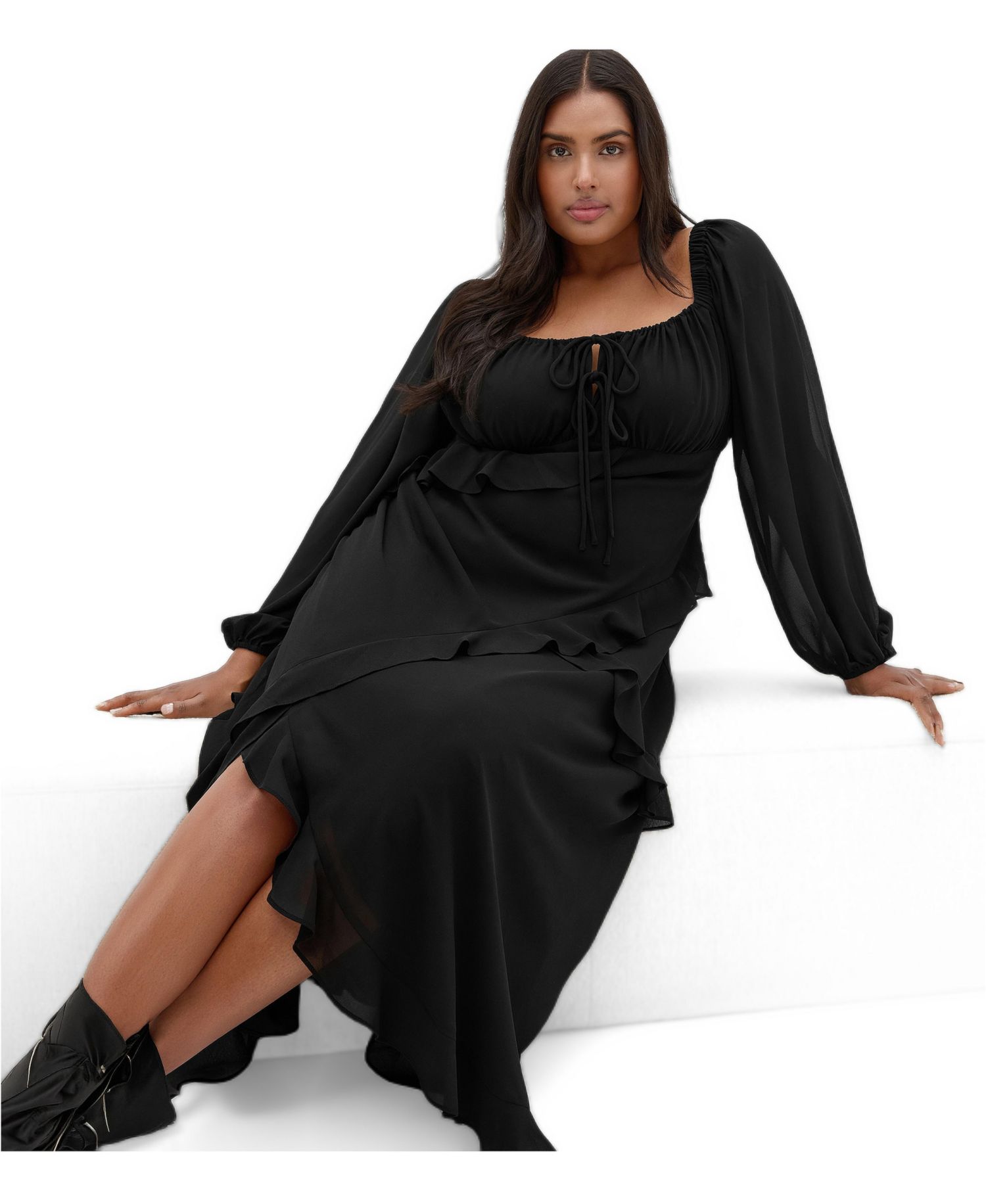 Plus Size Shayla Long-Sleeve Tiered Maxi Dress