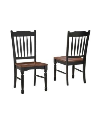 Solid Rubberwood Dining Chairs with Slatback Finish, Set of 2