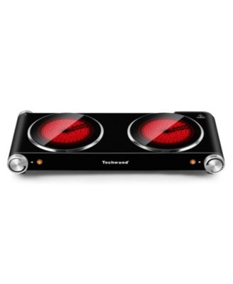1800W 2 Burners Electric Hot Plate Cooktop Infrared Ceramic Stove Top Easy To Clean Knob Control Countertop