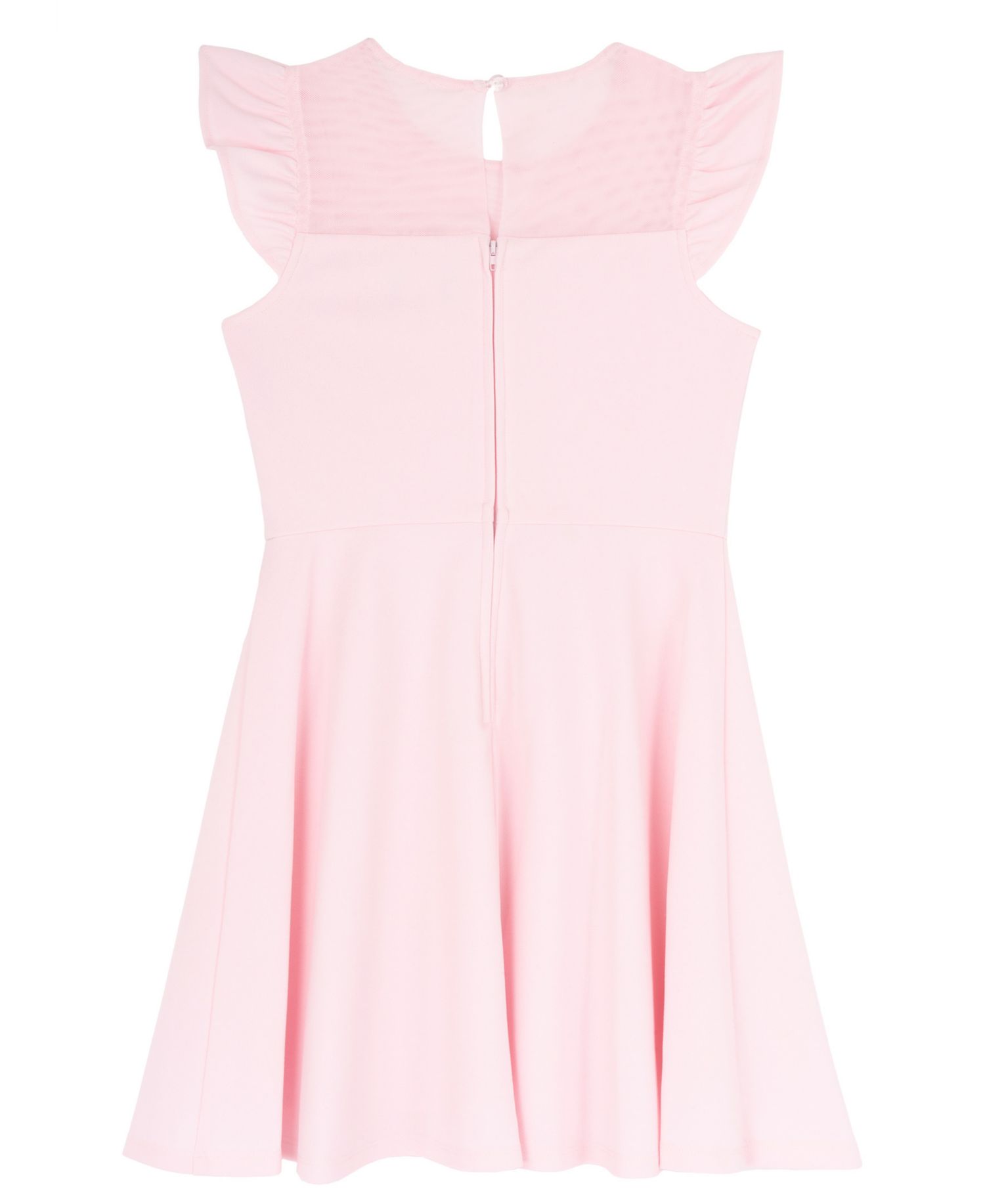 Girls' 4-16 Scuba Crepe Flutter-Sleeve Sweetheart-Neck Dress
